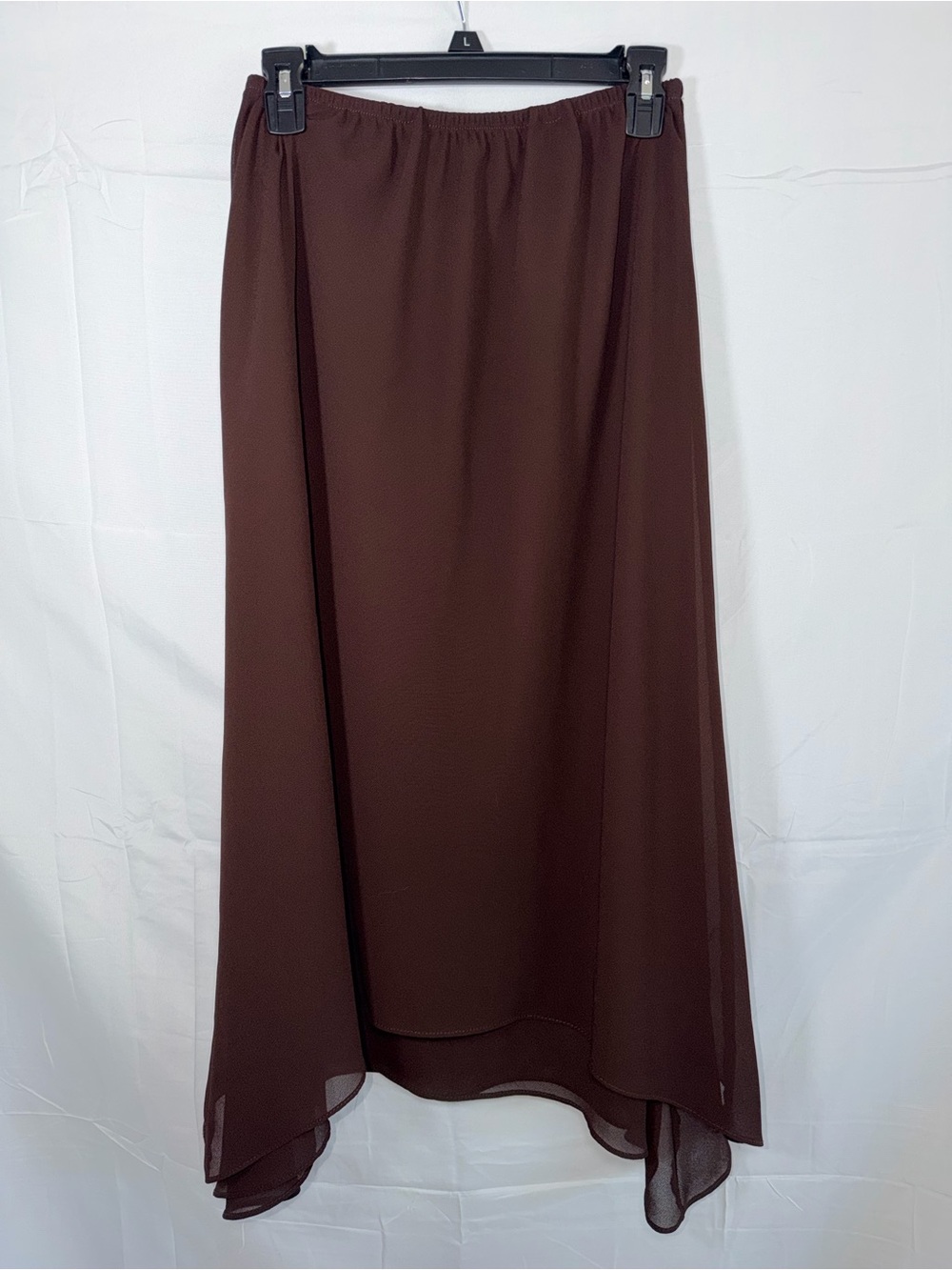 JBS Ltd layered chiffon maxi skirt with an asymmetric sharkbite hem